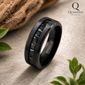 Two-Tone Titanium Ring – Men's Gold and Silver Wedding Band
