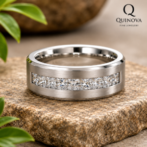 Grooved Titanium Ring – Men's 8mm Comfort Fit Wedding Band