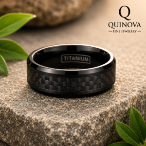 Brushed Tungsten Carbide Ring – Men's 8mm Grooved Band