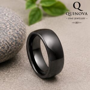 8mm Men's High Polish Black Tungsten Dome Ring