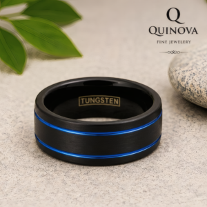 Black Matte Stainless Steel Ring – Men's 8mm Wedding Band