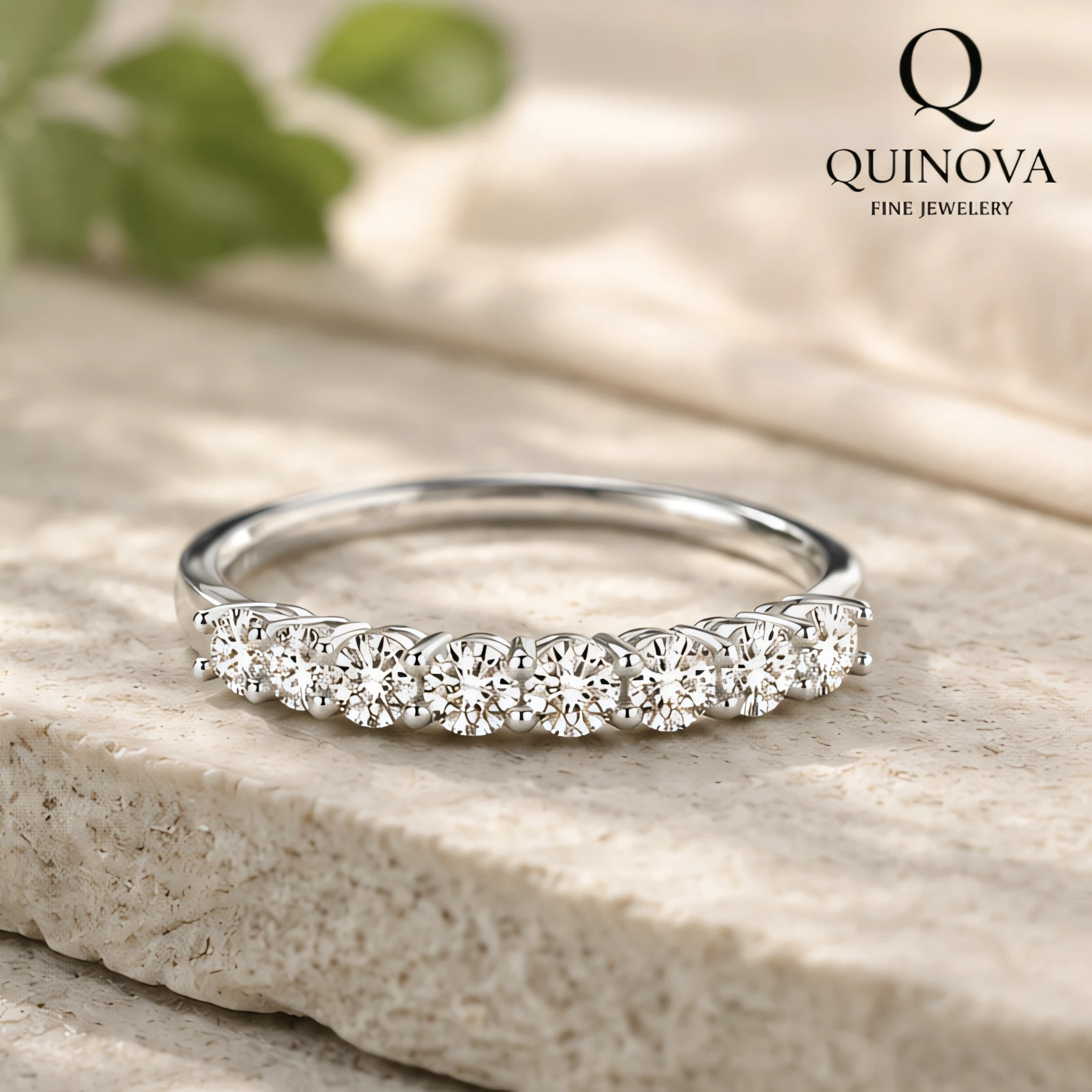 S925 Sterling Silver Seven-Stone Band