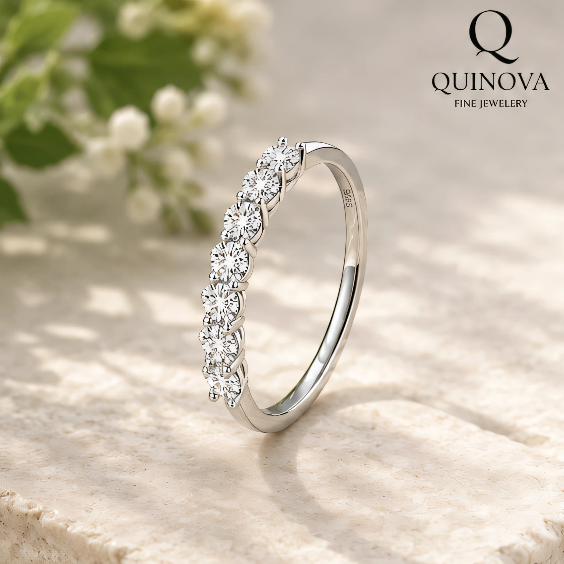 S925 Sterling Silver Seven-Stone Band
