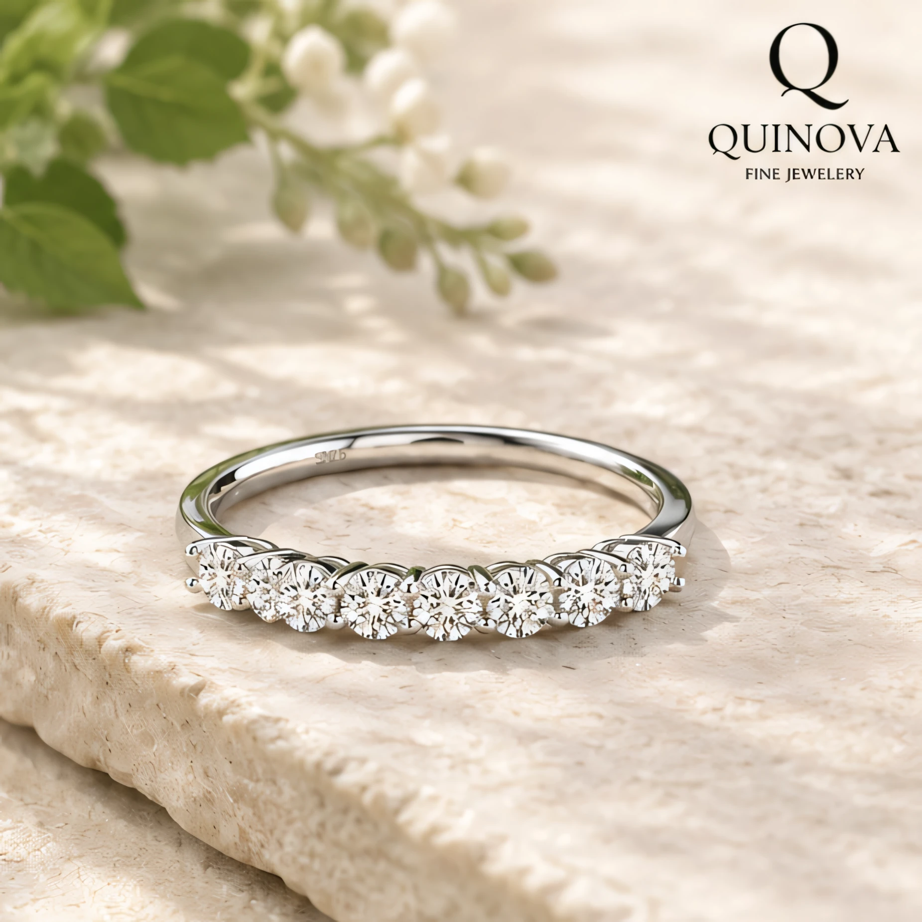 S925 Sterling Silver Seven-Stone Band