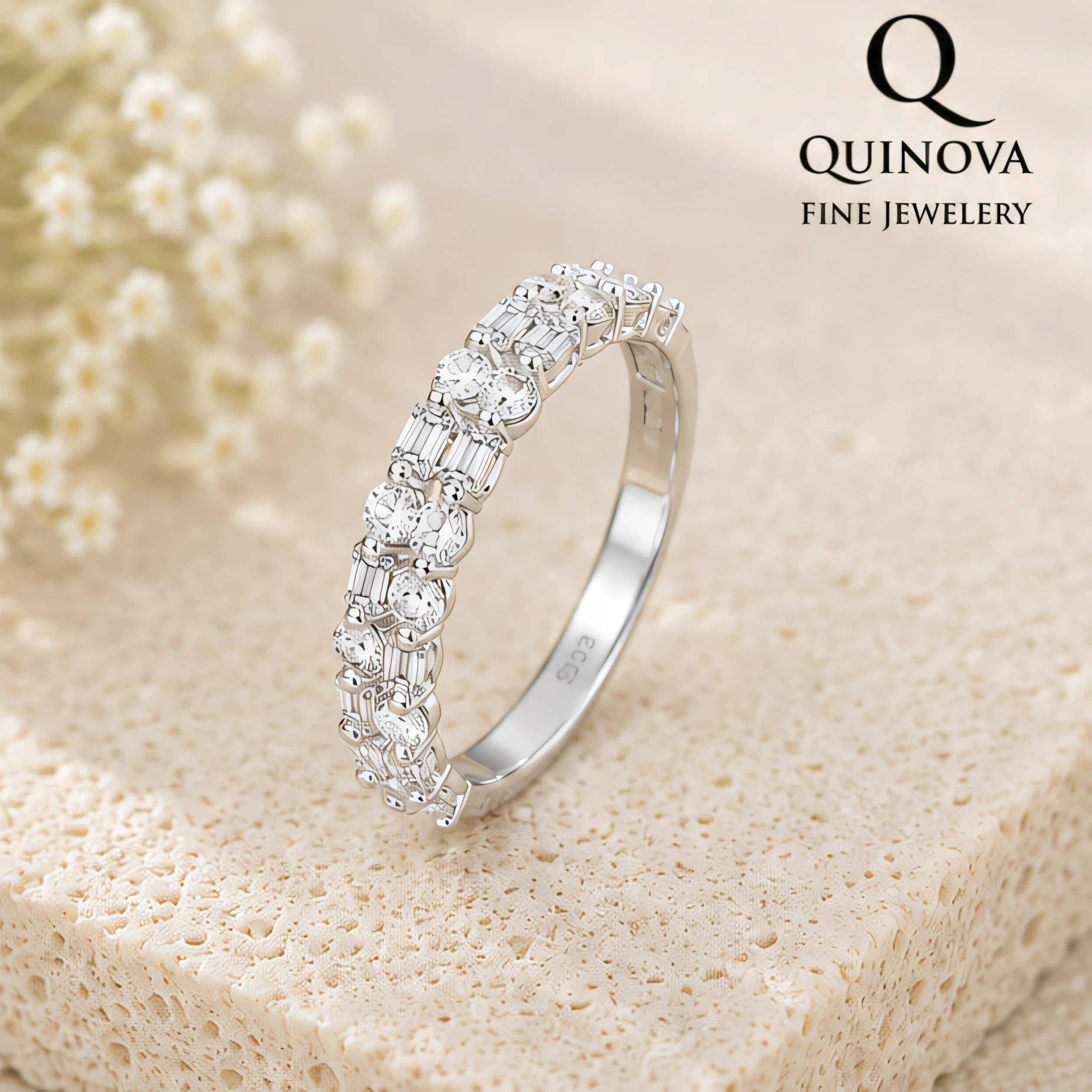 S925 Silver Alternating Eternity Ring