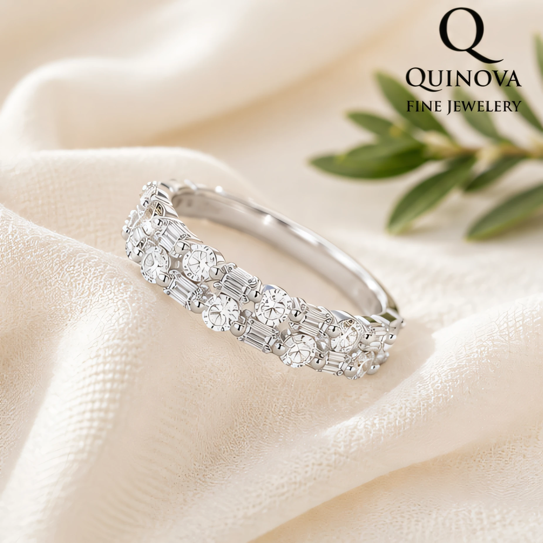 S925 Silver Alternating Eternity Ring - Image 2