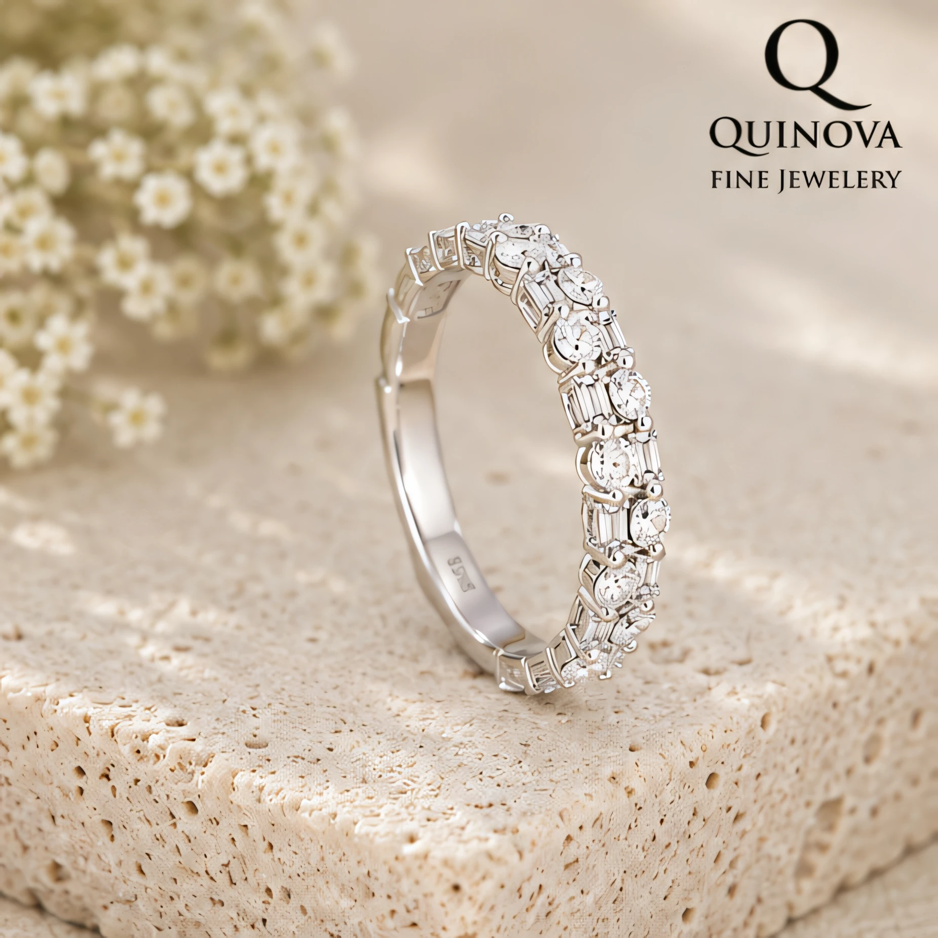 S925 Silver Alternating Eternity Ring - Image 4