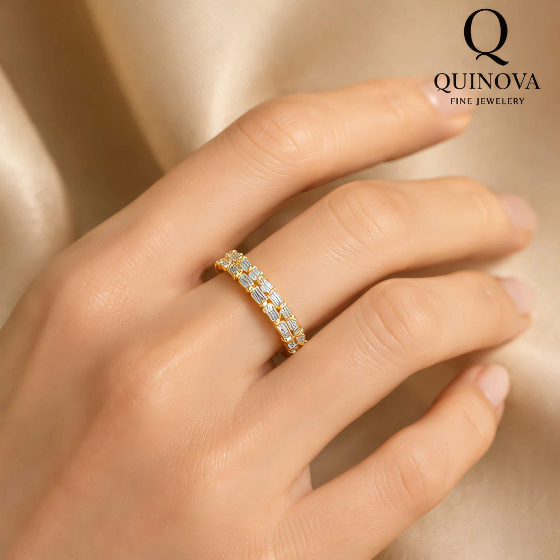 Gold Plated Round CZ Eternity Band - Image 4