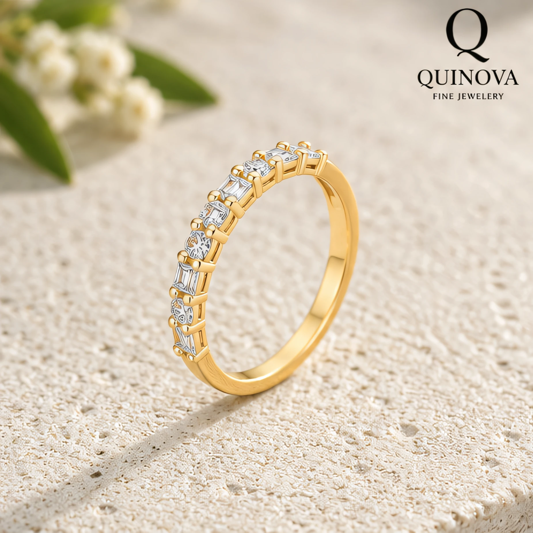 Gold Plated Round CZ Eternity Band - Image 3