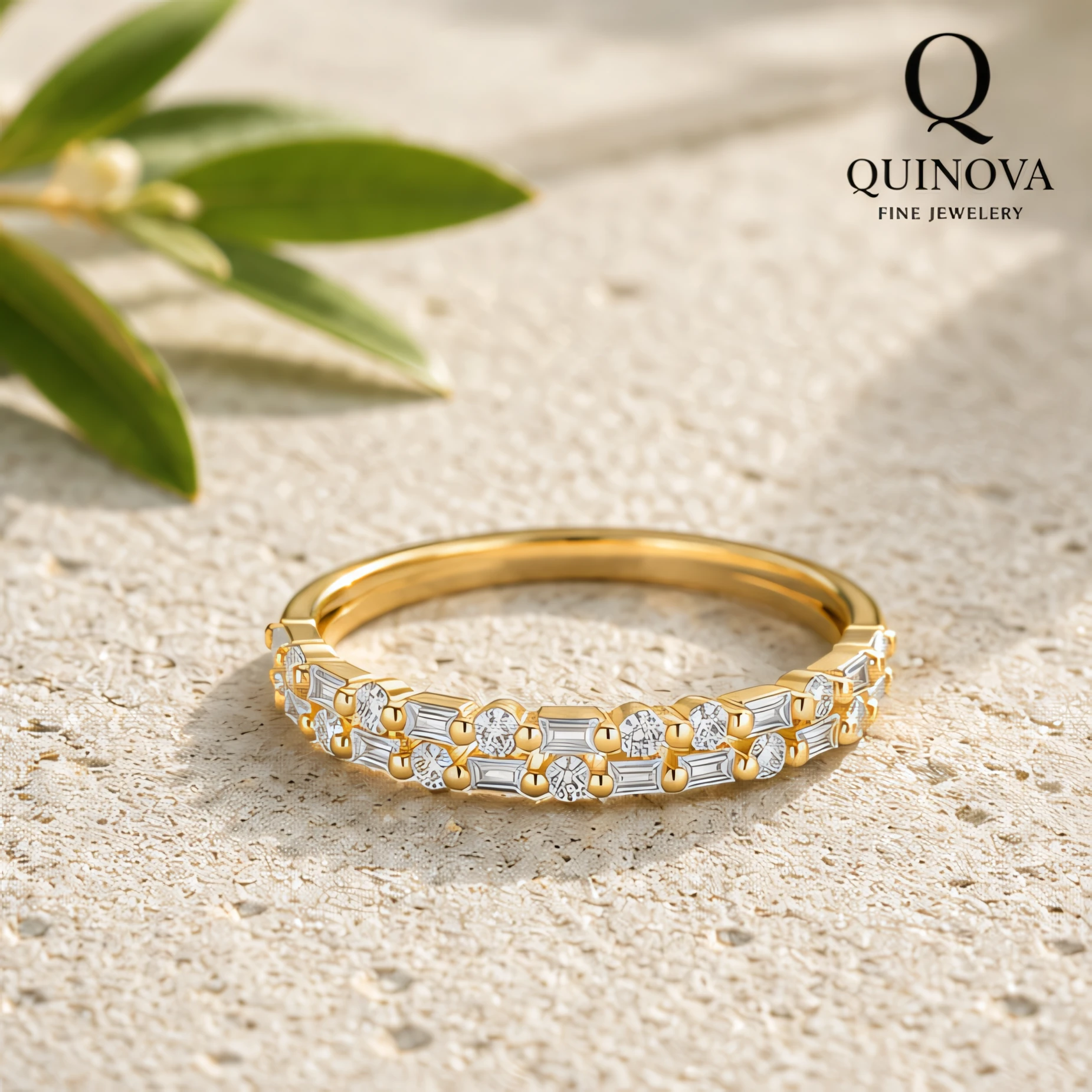 Gold Plated Round CZ Eternity Band - Image 2