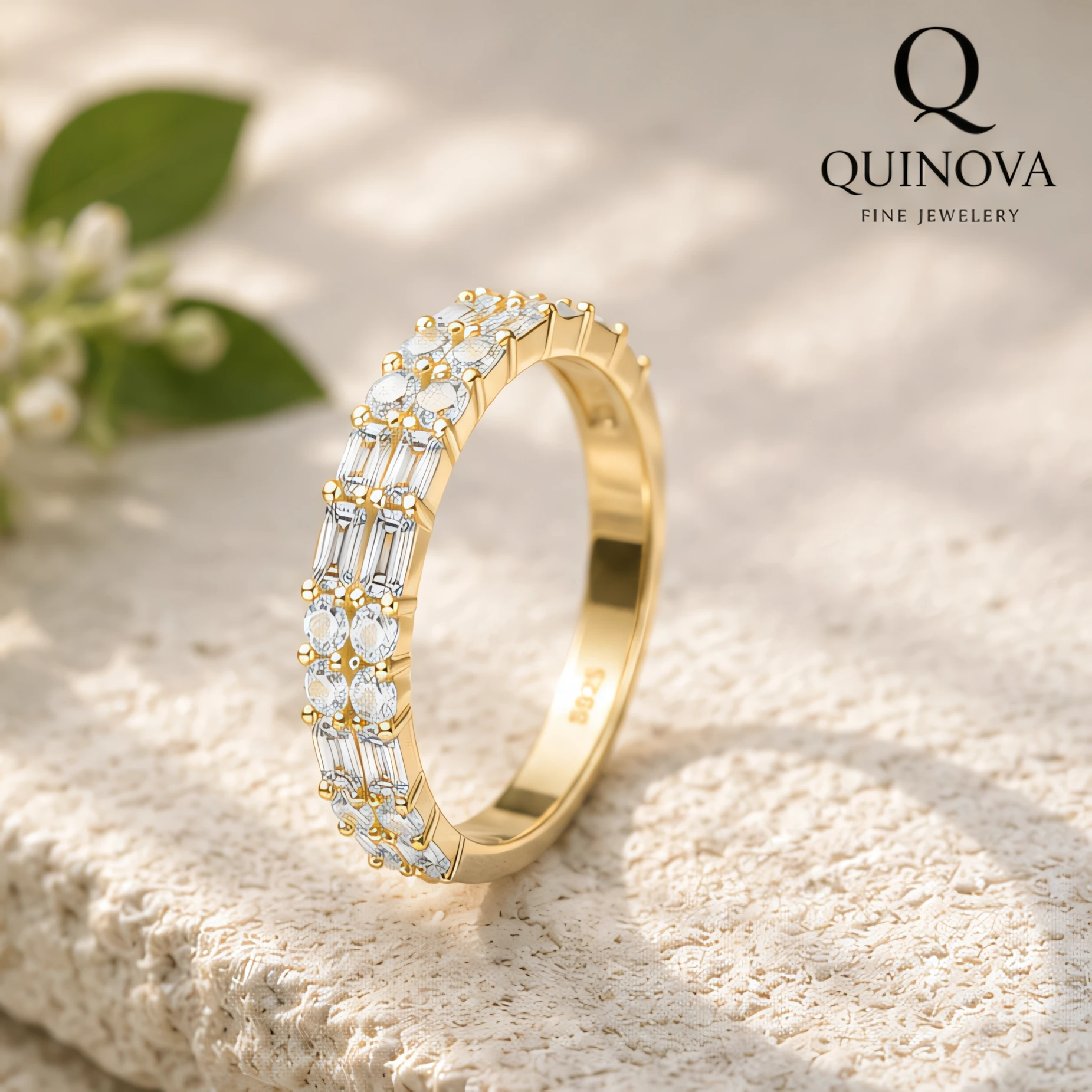Quinova S925 Gold Double Row Eternity Ring